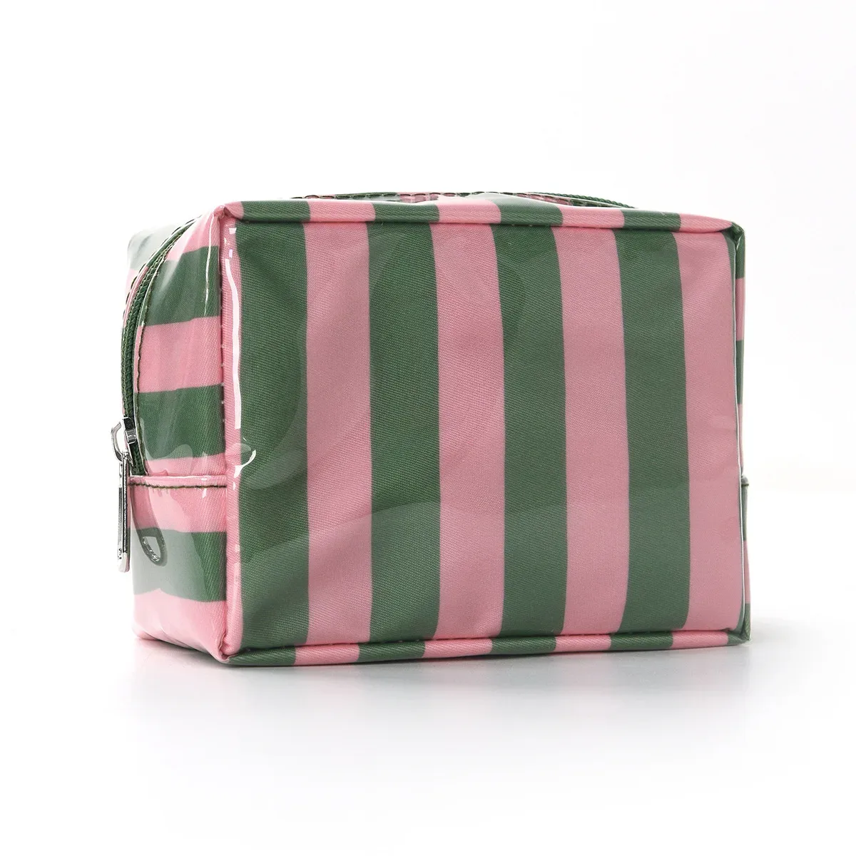 sac à cosmétiques rayé japonais et coréen avec fermeture éclair, trousse de toilette étanche pour voyage, petite trousse de maquillage mignonne
