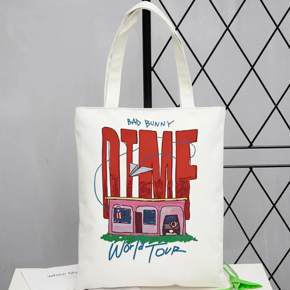 sac fourre-tout bad bunny, sac de courses personnalisable, pliable, réutilisable, à bandoulière, pour femme