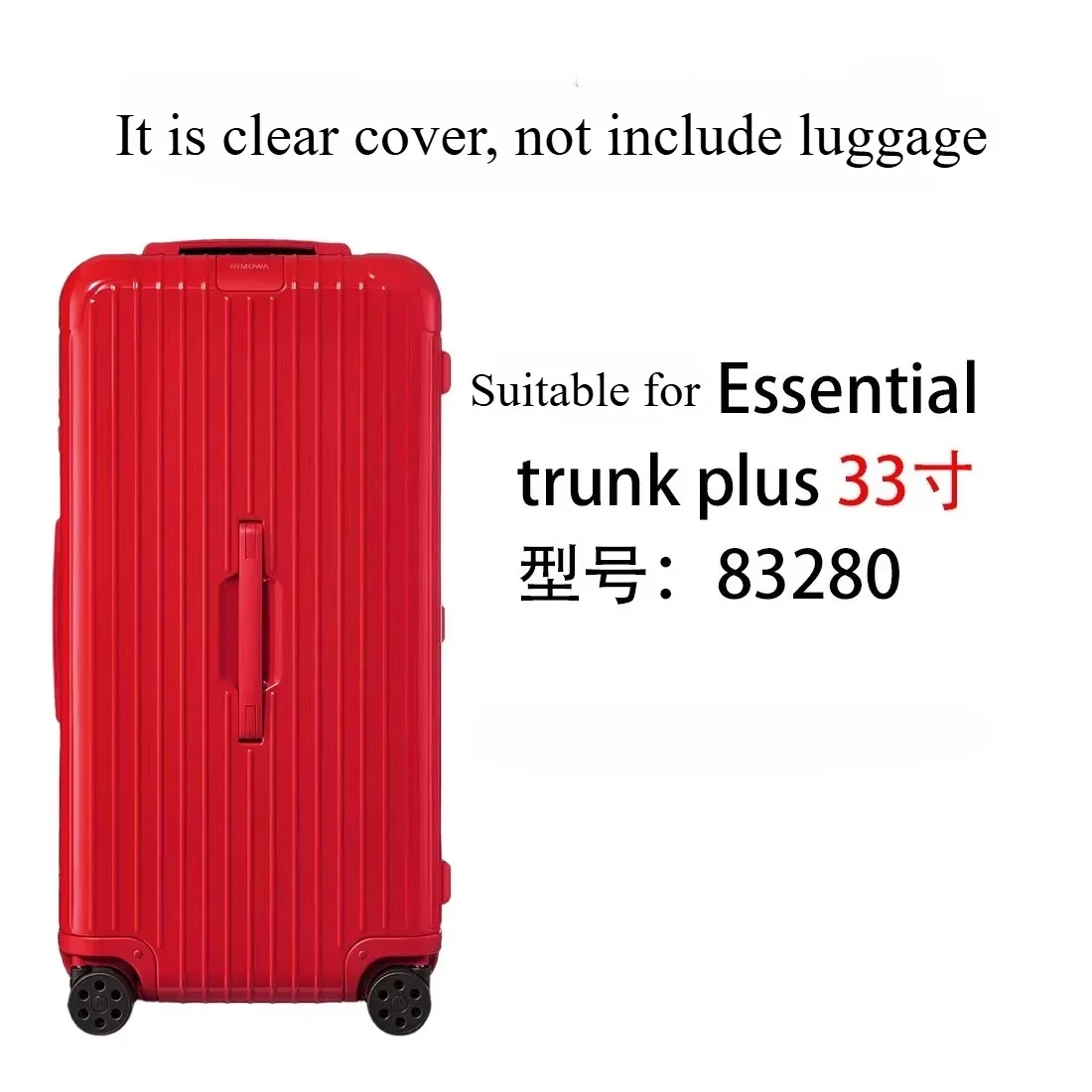housse de protection transparente en pvc, adaptée au valise rimowa essential trunk plus, housse de protection anti-poussière épaisse de 33 pouces