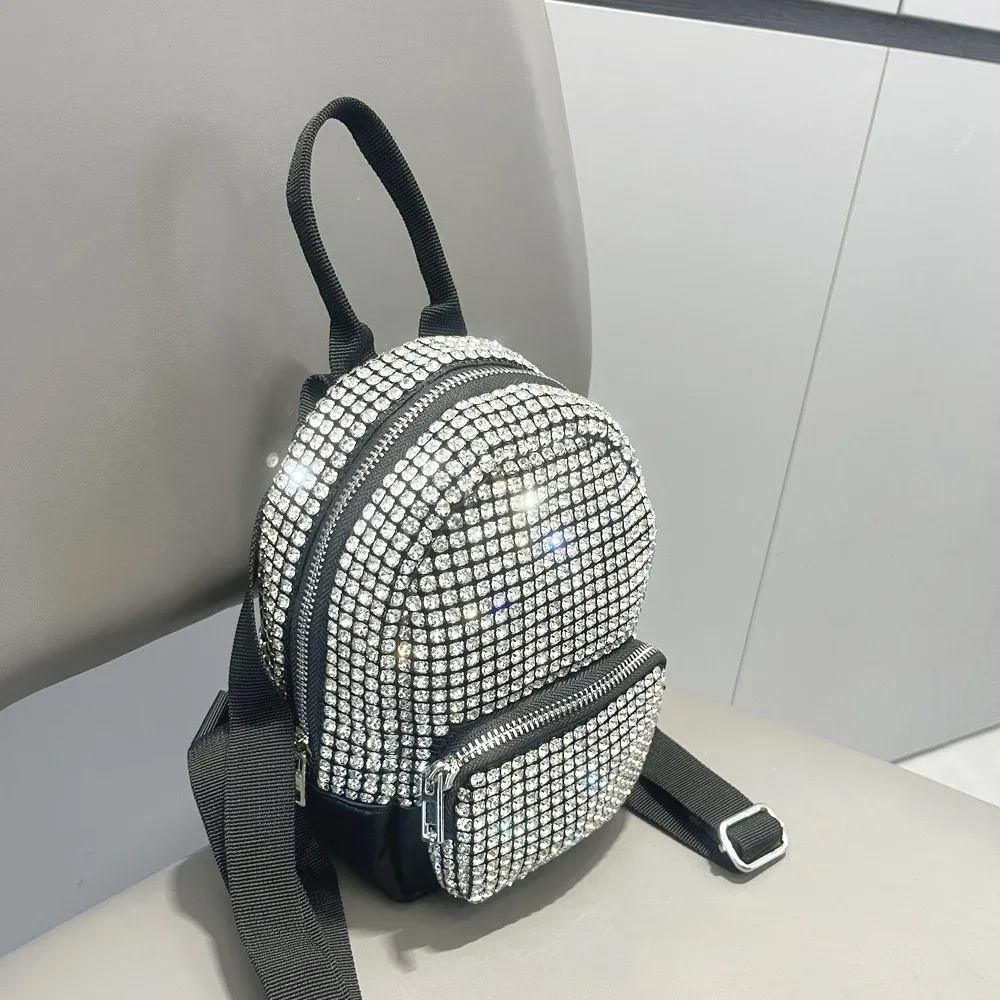 sac à dos en cristal brillant avec biscuits, sacs à main et sacs à main faits à la main, sacs à dos de créateurs de luxe, sac à main