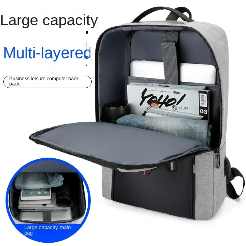 sac à dos pour hommes, nouveau style, sac simple pour ordinateur portable avec chargeur usb, sacs à double épaule multifonctionnels pour ordinateur d'étudiant de grande capacité