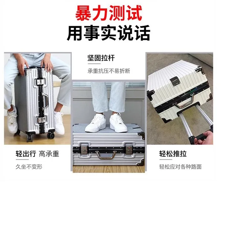 valise à cadre en aluminium, grande capacité, robuste et durable, avec serrure à code, valise cabine en pc renforcé, 20/22/24/26/28 pouces