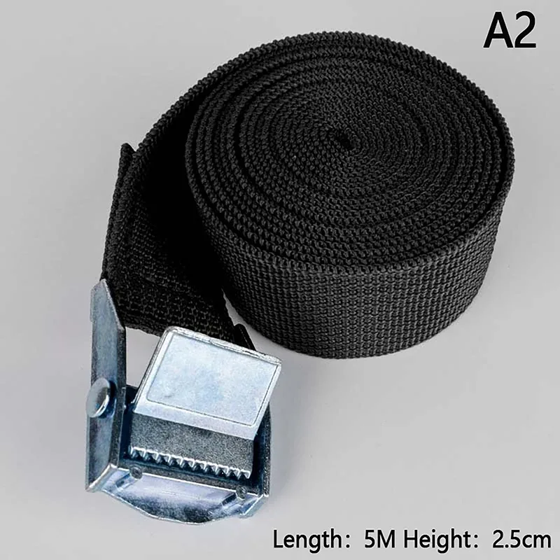sangles de chargement de 5m avec boucle, ceinture d'arrimage pour moto, voiture, vélo, corde de remorquage en métal, ceinture de fixation à cliquet solide pour sac à bagages