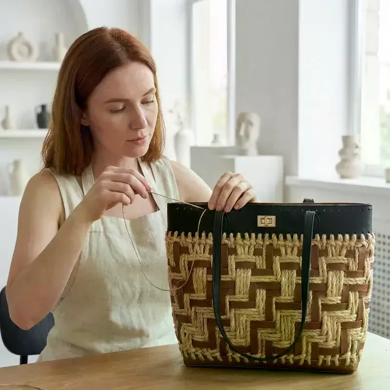 poignée de sac en cuir pu tressé pour remplacement diy, sangles de sac à main adaptées pour la confection de sacs à main et sacs fourre-tout