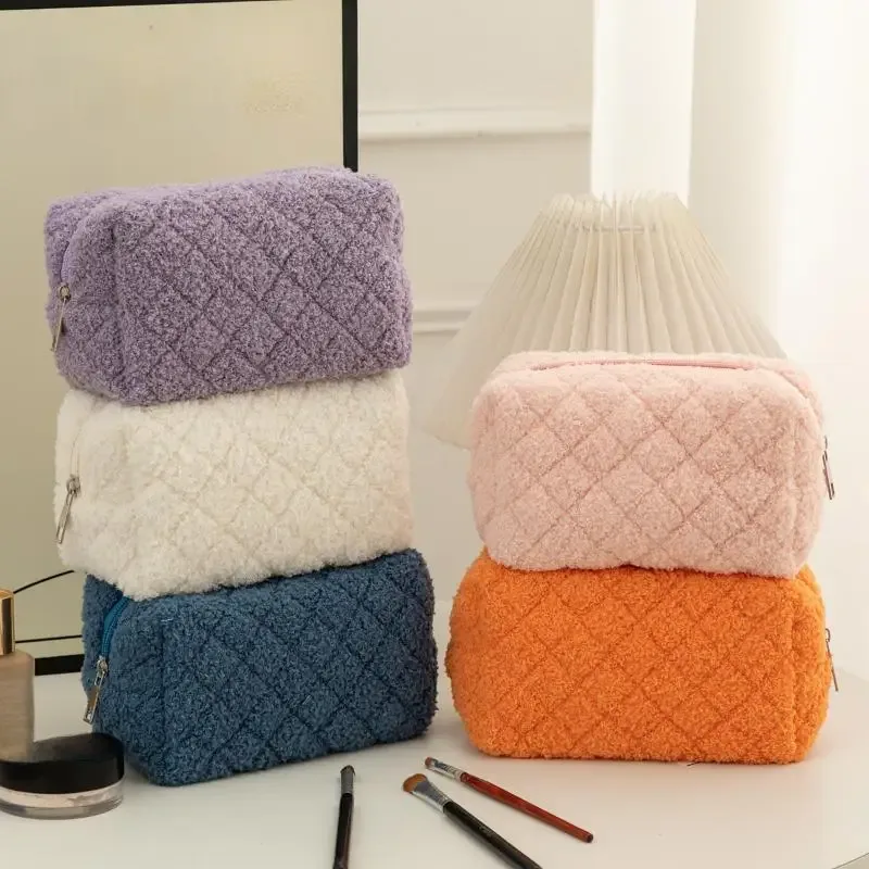 sacs de maquillage en peluche, sac de rangement de cosmétiques de voyage souple, organisateur portable, trouss