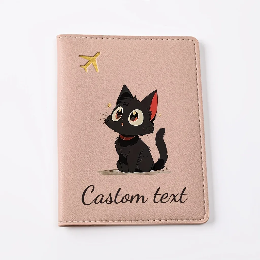 porte-passeport personnalisé pour chaton, compatible avec les passeports - étui pour documents de voyage avec nom/texte, motif chaton mignon, couverture de passeport