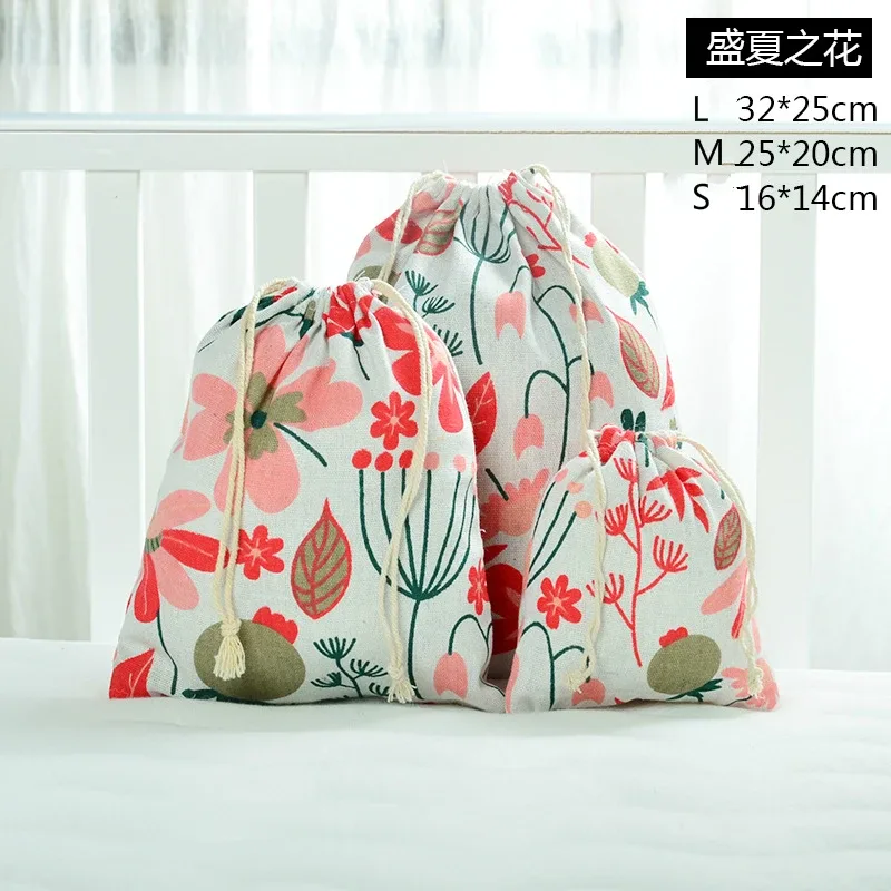 sac de voyage décontracté en coton et lin, sac à cosmétiques à cordon de serrage à faisceau simple, trousse de maquillage organisateur femmes hommes chaussures pochette de rangement