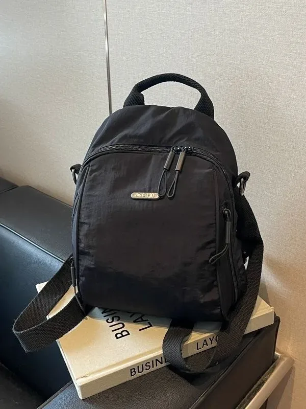 sac à dos mini léger en nylon pour femmes, sac à bandoulière convertible, multi-poches, sac de voyage décontracté pour la journée