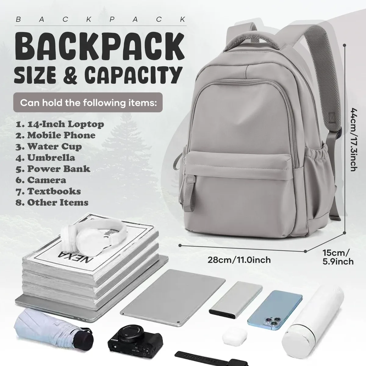 sac à dos scolaire pour adolescentes, sacs à livres décontractés imperméables, sac de jour de voyage léger, sac à dos universitaire basique pour ordinateur portable pour femme