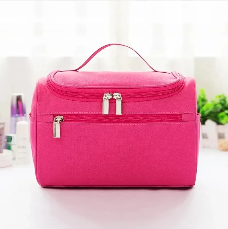trousse à cosmétiques simple personnalisée – trousse de toilette brodée personnalisée de grande capacité, pochette de rangement de voyage portable, nom personnalisé m
