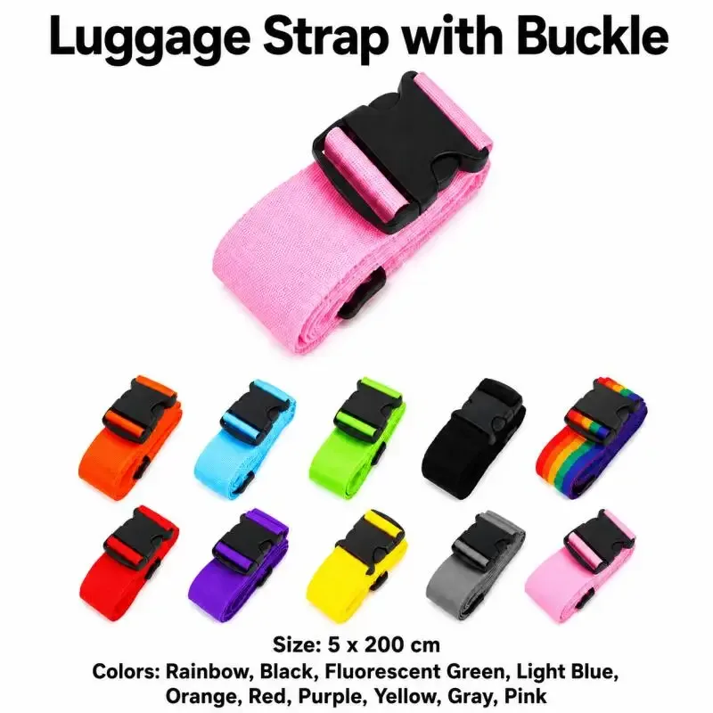 1 sangle de bagage en nylon réglable avec boucles pour valise, ceinture de transport, accessoires de voyage, sangle de fixation pour valise
