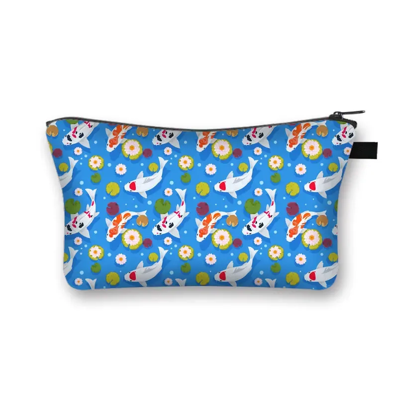 trousse à cosmétiques japonaise koi fish crane pour femmes, trousse de maquillage harajuku, sac de beauté pour filles, trousse de toilette cosmétique hip hop, dragon asiatique