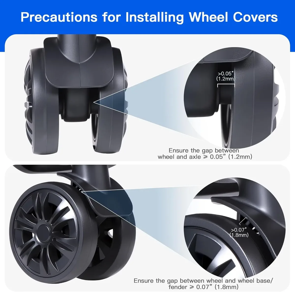 8 pièces/ensemble de protections en silicone pour roulettes de bagages, anti-bruit, résistantes à l'usure, pour valises à roulettes, protection épaissie pour le voyage