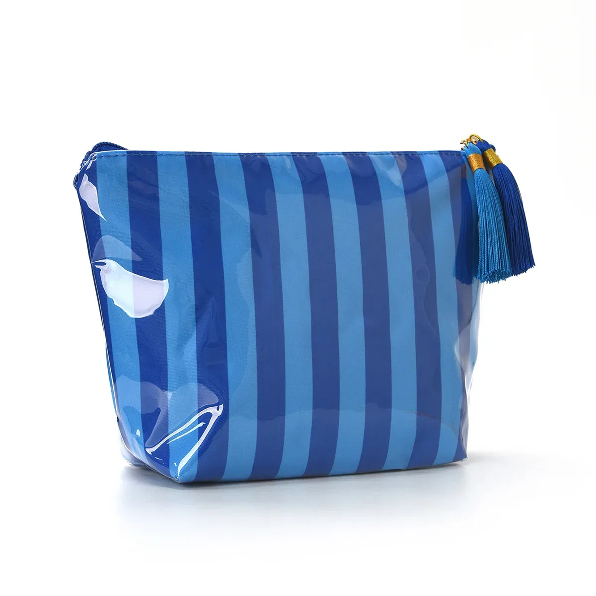 grande trousse de maquillage mignonne à grande capacité avec fermeture éclair - grande trousse de toilette de voyage rayée pour femmes, sac de rangement pour cosmétiques et articles de toilette
