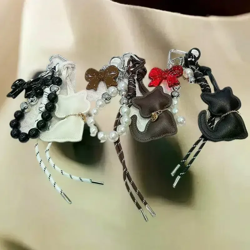 porte-clés chat noir mignon, breloque de sac, pendentif, accessoire portable pour adolescents et femmes, idéal pour fêtes, cadeau, usage quotidien, décoration de sac à dos