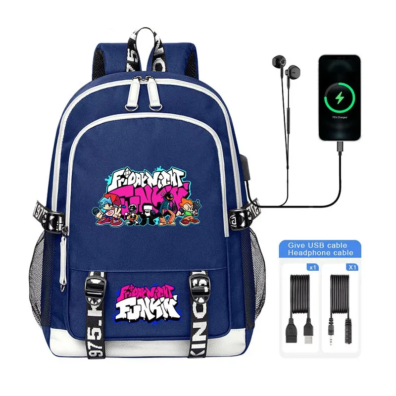 vendredi soir funkin enfants sac à dos haute qualité usb garçon fille sac d'école grande capacité hommes étudiants ordinateur portable sac à bandoulière