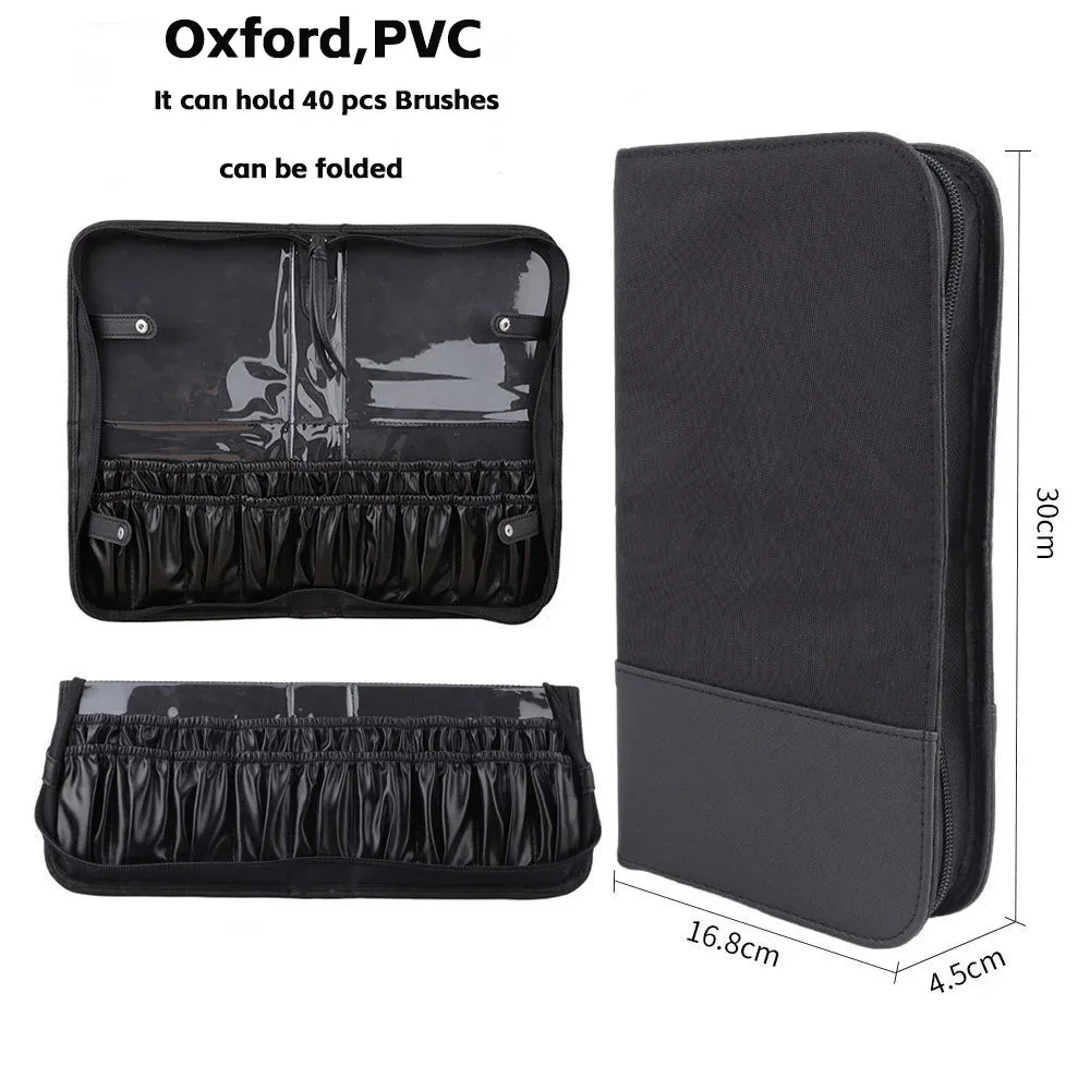 sac de rangement pour pinceaux de maquillage pliant, sac cosmétique debout de voyage professionnel, sac d'artiste uniquement, 30 pièces, 40 pièces