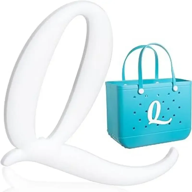 1pc lettre décorative pour sac à main, lettres de l'alphabet de couleur blanche accessoires de décoration lettres de l'alphabet 3d pour sac fourre-tout de plage