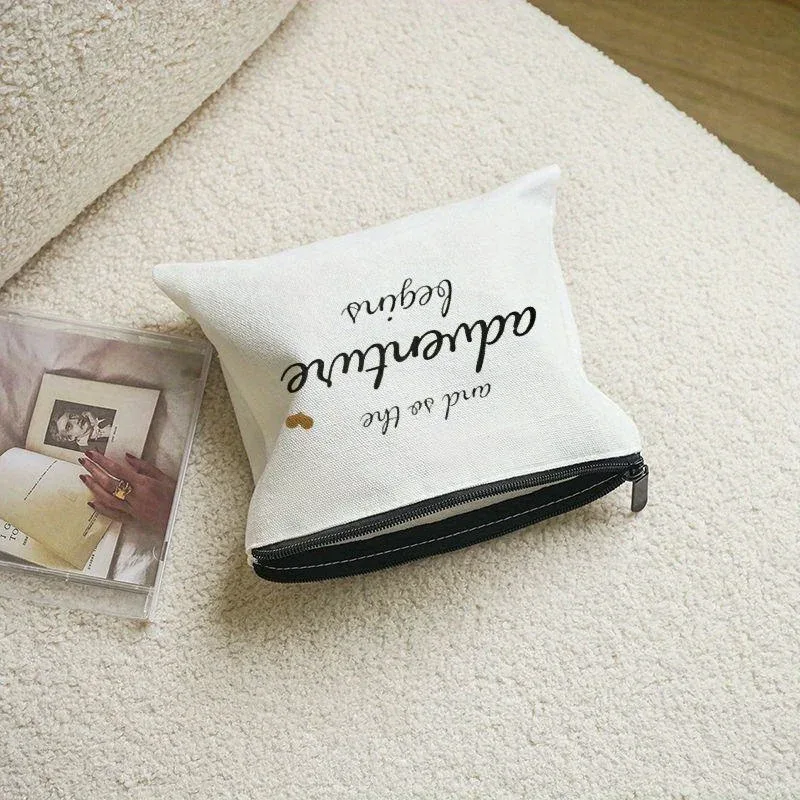 trousse de toilette de voyage en toile à la mode avec fermeture éclair, sac de rangement pour cosmétiques léger et portable