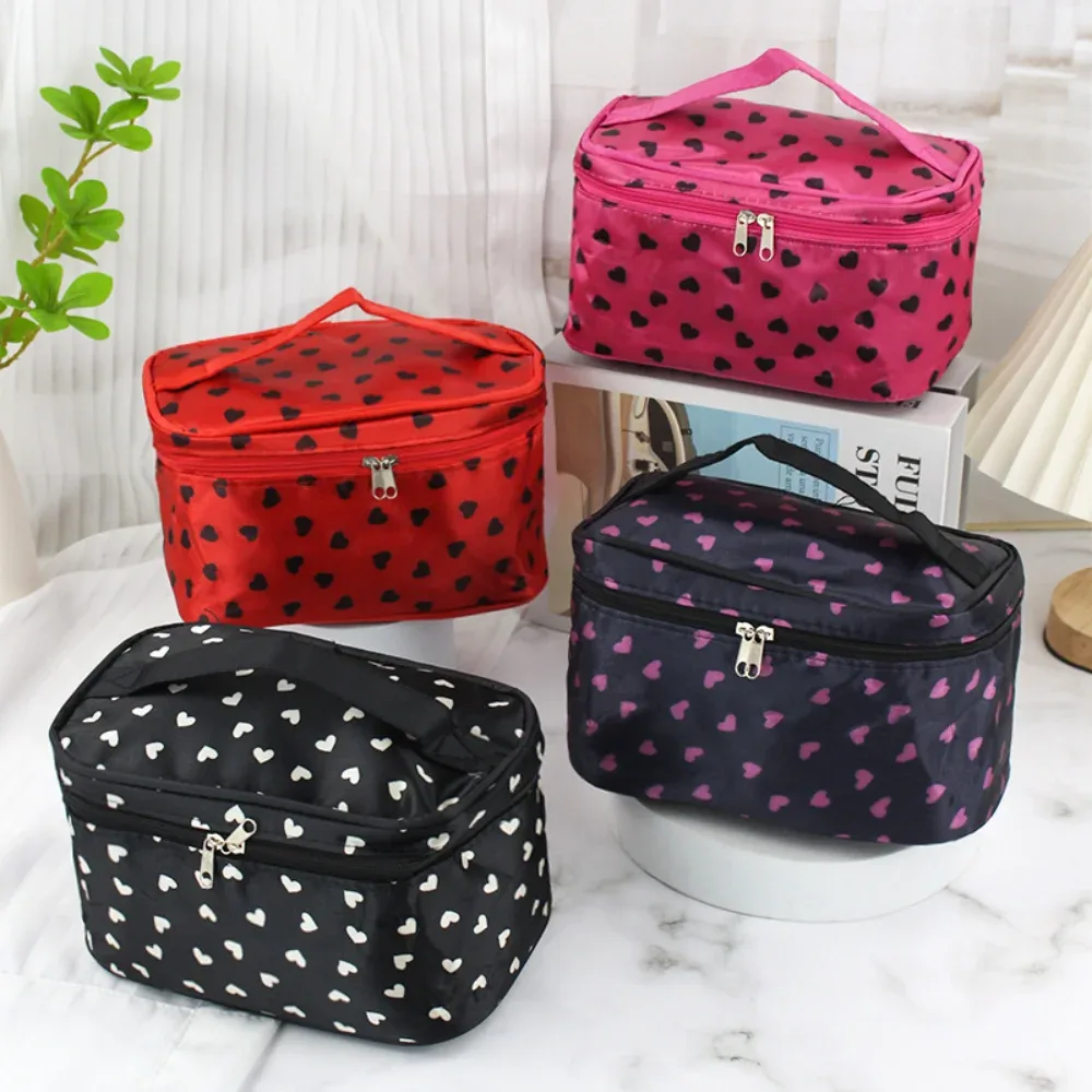sac de maquillage à pois, sac de voyage portable de grande capacité, organisateur de toilette, boîte de rangement, sac à main étanche, sac à cosmétiques, sac de lavage