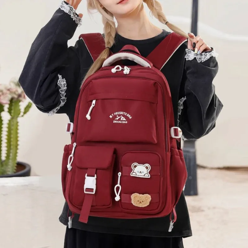 sac à dos quotidien de style coréen pour femmes, sac à dos de voyage en tissu nylon imperméable, sac d'école pour filles, sacs décontractés pour adolescents