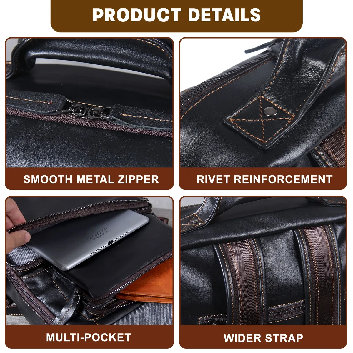 s.worker sac à dos décontracté en cuir véritable pour homme, grande capacité, sac de voyage pour ordinateur portable 15 pouces, sac d'école en cuir de vache, sac de week-end tendance