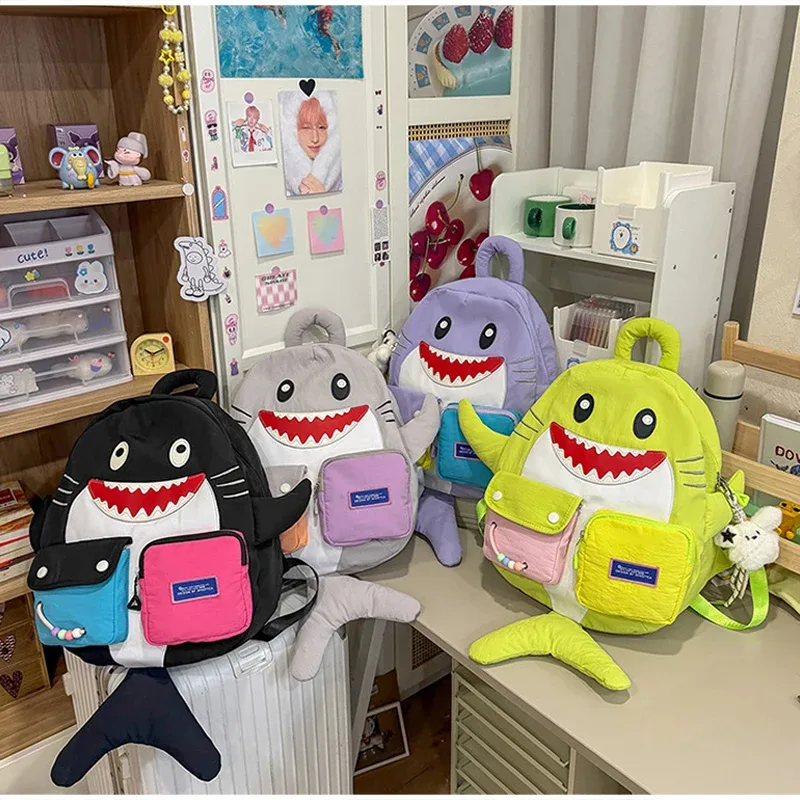 sac à dos fashion shark, grande capacité, sac à dos de voyage, sac d'école pour étudiants, sac à dos décontracté, sac multi-poches pour les trajets quotidiens, unisexe, sportif