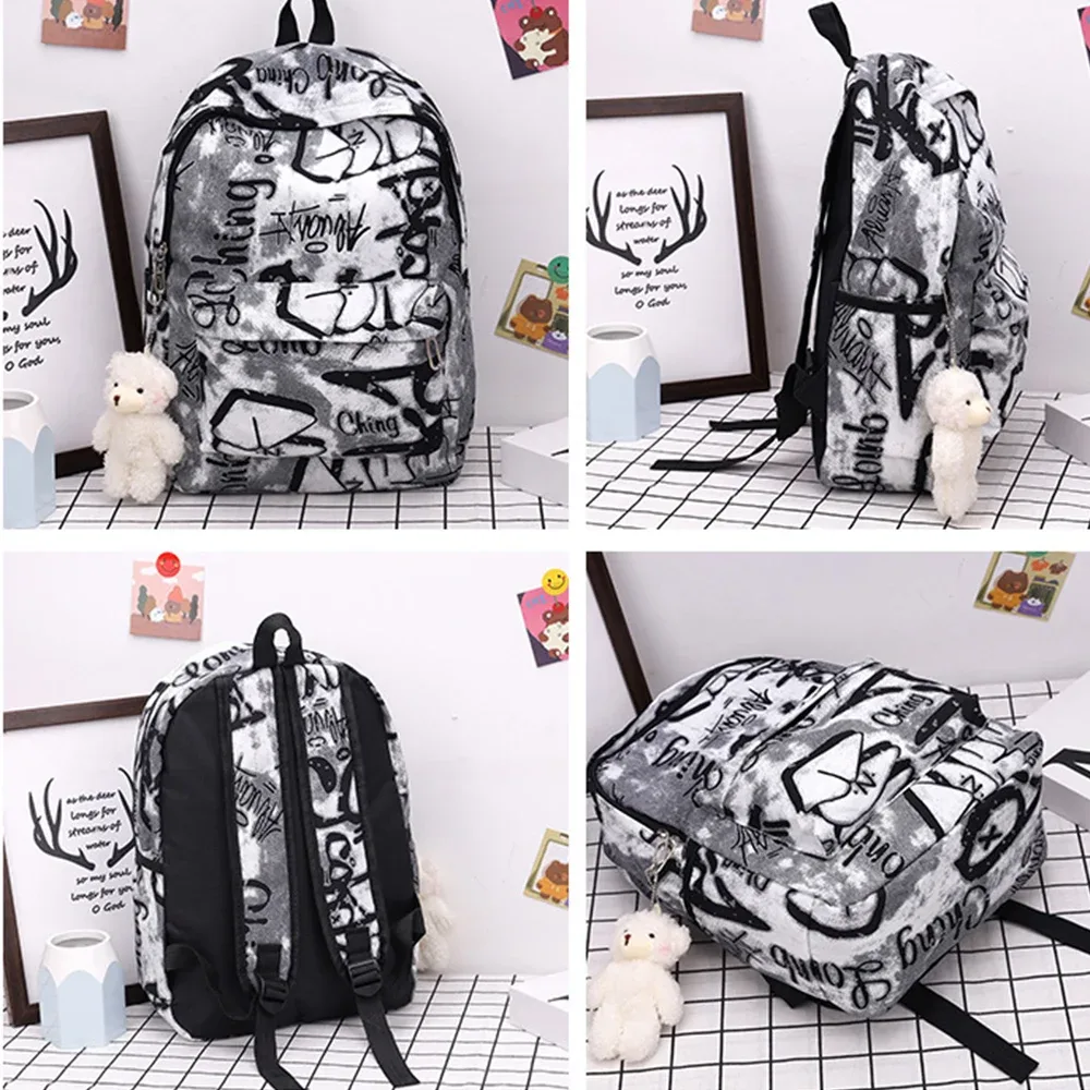 sac à dos en nylon pour femmes, imprimé graffiti, sacs d'école imperméables, sac à bandoulière de grande capacité pour étudiants
