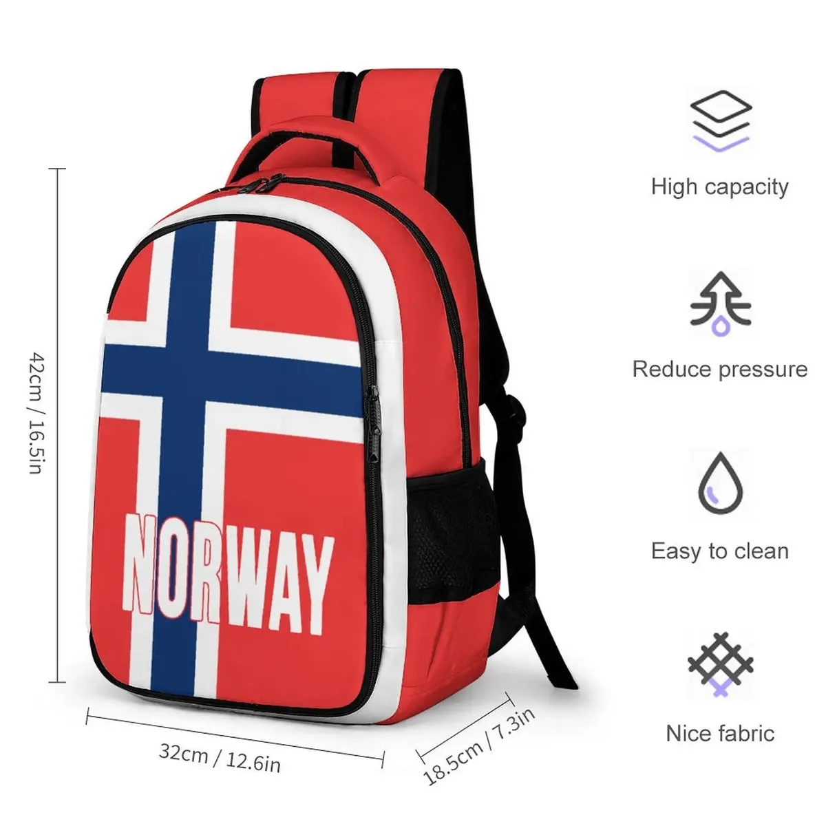 sac à dos avec drapeau norvégien, cartable pour étudiants, sac à dos intelligent pour voyage d'affaires et loisirs, sac à dos pour ordinateur portable, sac de travail de bureau