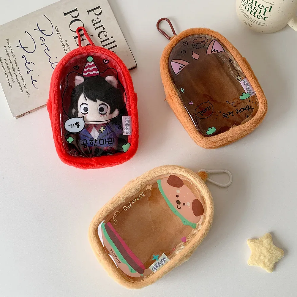 sac de rangement pour poupées en peluche de 10 cm, pochette suspendue pour figurines k-pop de dessin animé, sac de transport pour poupées, sac ita, pendentifs de sac à dos transparents en pvc pour étudiants