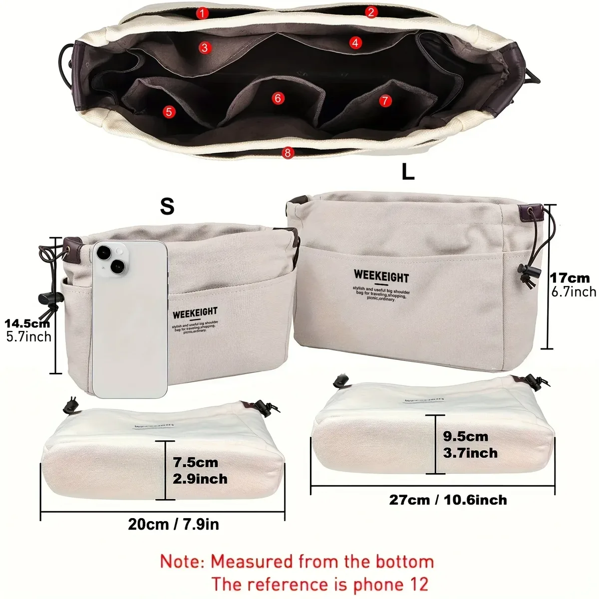 organisateurs de rangement en toile à cordon de serrage, sac à doublure multi-poches, sac de rangement de voyage léger et portable