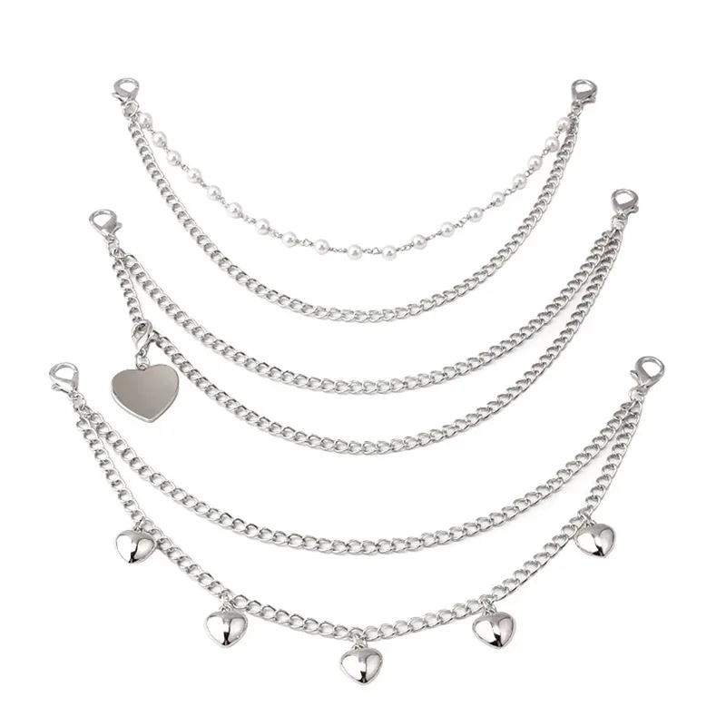 nouvelle sangle chaîne métallique multi-couches diy avec pendentifs papillon, cœur et étoile pour sac à bandoulière