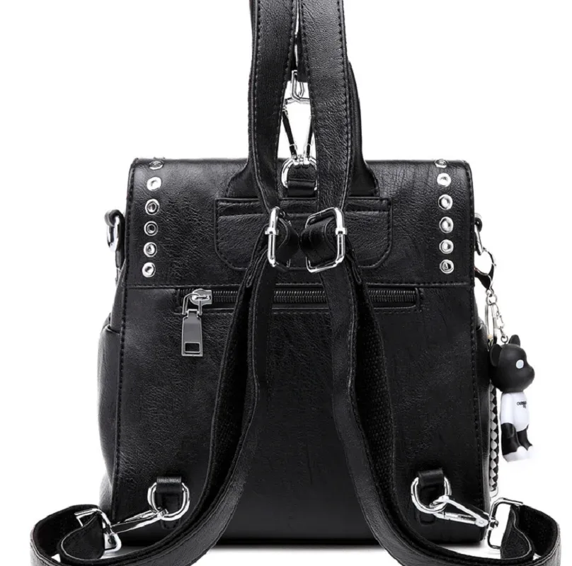 sacs à dos de voyage en cuir véritable de grande capacité pour femmes, sacs à bandoulière de luxe à rivets de styliste, fourre-tout de bonne qualité