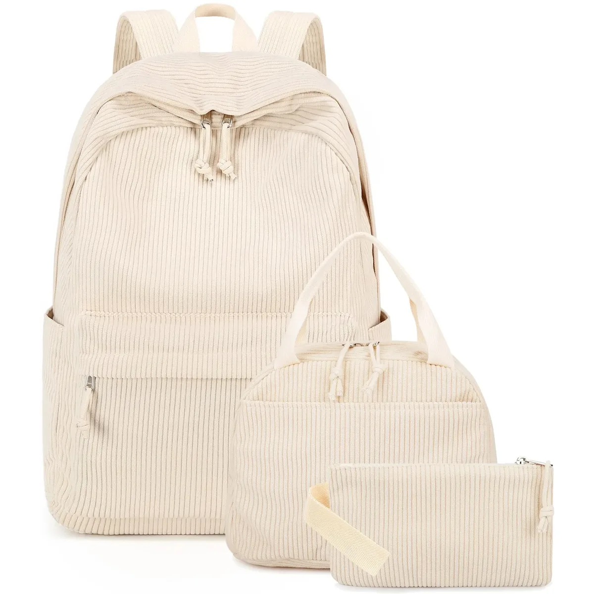 ensemble de 3 sacs à dos en velours côtelé motif fraise – polyvalent, décontracté, pour voyage et école – grande capacité et léger pour l'usage quotidien des étudiants