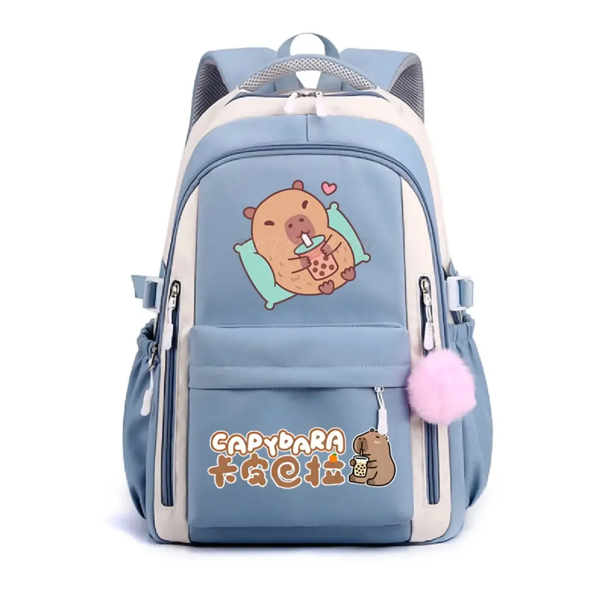 sac à dos d'école pour filles mignon capybara & bubble tea imprimé cartables femmes filles sacs d'école décontractés sac à dos de voyage à la mode