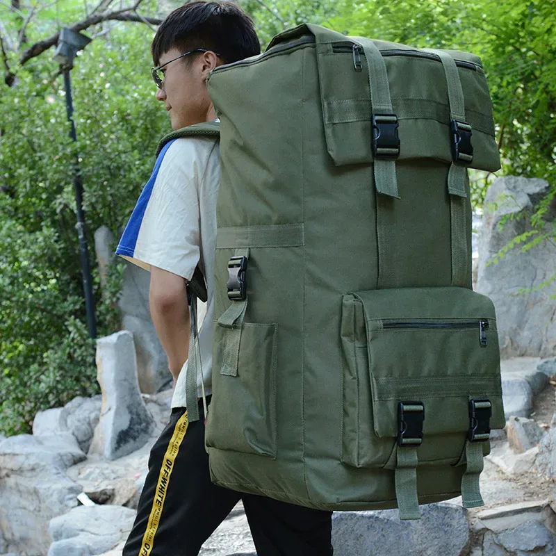 sac à dos de voyage unisexe grande capacité 120l en tissu oxford, style urbain simple pour sports de plein air, sac de randonnée avec bretelles ergonomiques