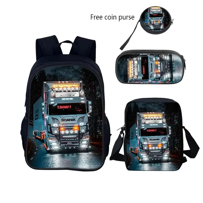 scania-sac à dos durable pour l'école, étui à crayons, livre d'ordinateur, cadeau d'anniversaire pour enfant, ensemble de 3 pièces, 40cm/15.7 pouces