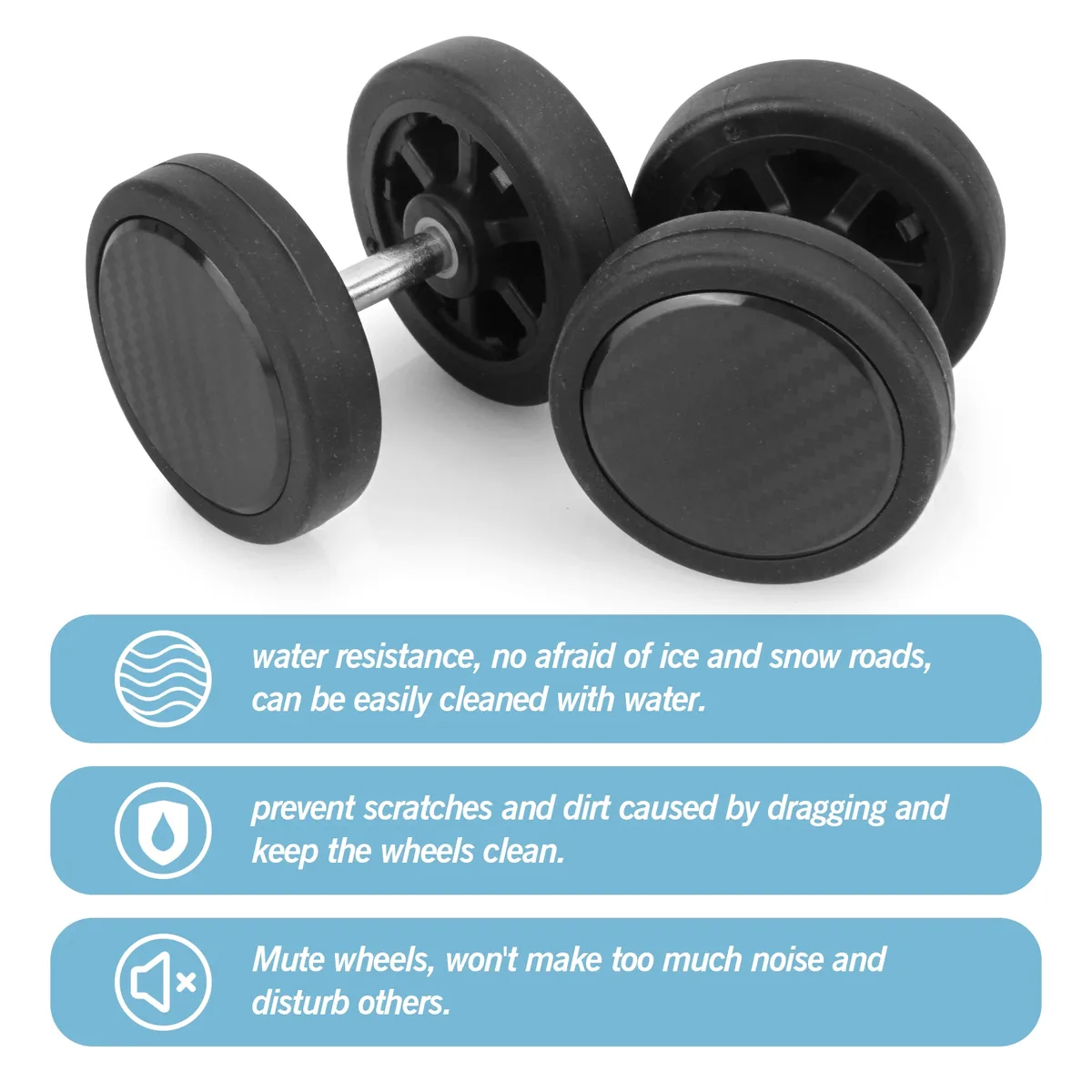 guguluza-roues de boîte de chariot noires, remplacement de roue de valise, roue latérale unique, remplacement de roue de bagage avec vis, 55mm, 4 pièces, 8 pièces