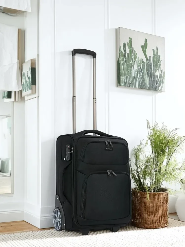 valise spacieuse en tissu oxford de 20 pouces avec roues à direction unique et serrure tsa - bagage à main de voyage à grandes roues amovibles