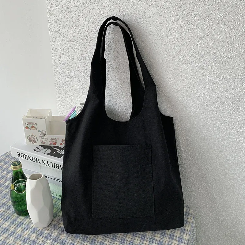 sac fourre-tout en toile personnalisé avec impression, sac avec logo personnalisé, poche avant, sac à bandoulière en coton réutilisable pour le shopping, l'école, les voyages
