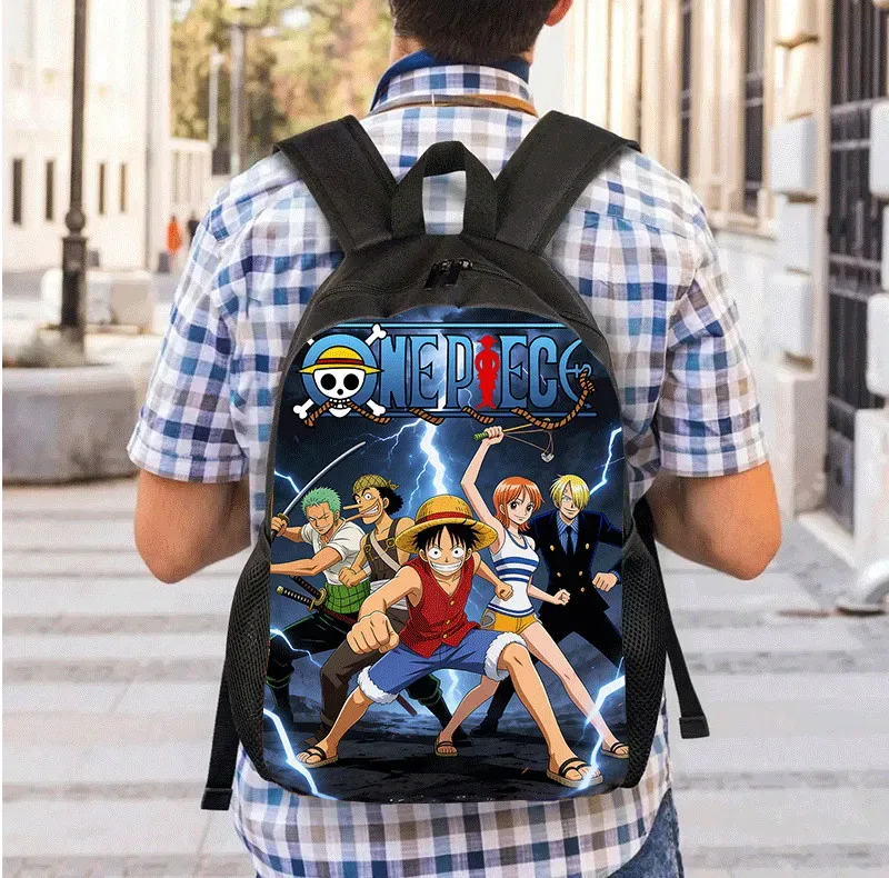 ensemble de sacs à dos scolaires 3 en 1 imprimé one piece, grande capacité, léger, avec trousse et sac à lunch