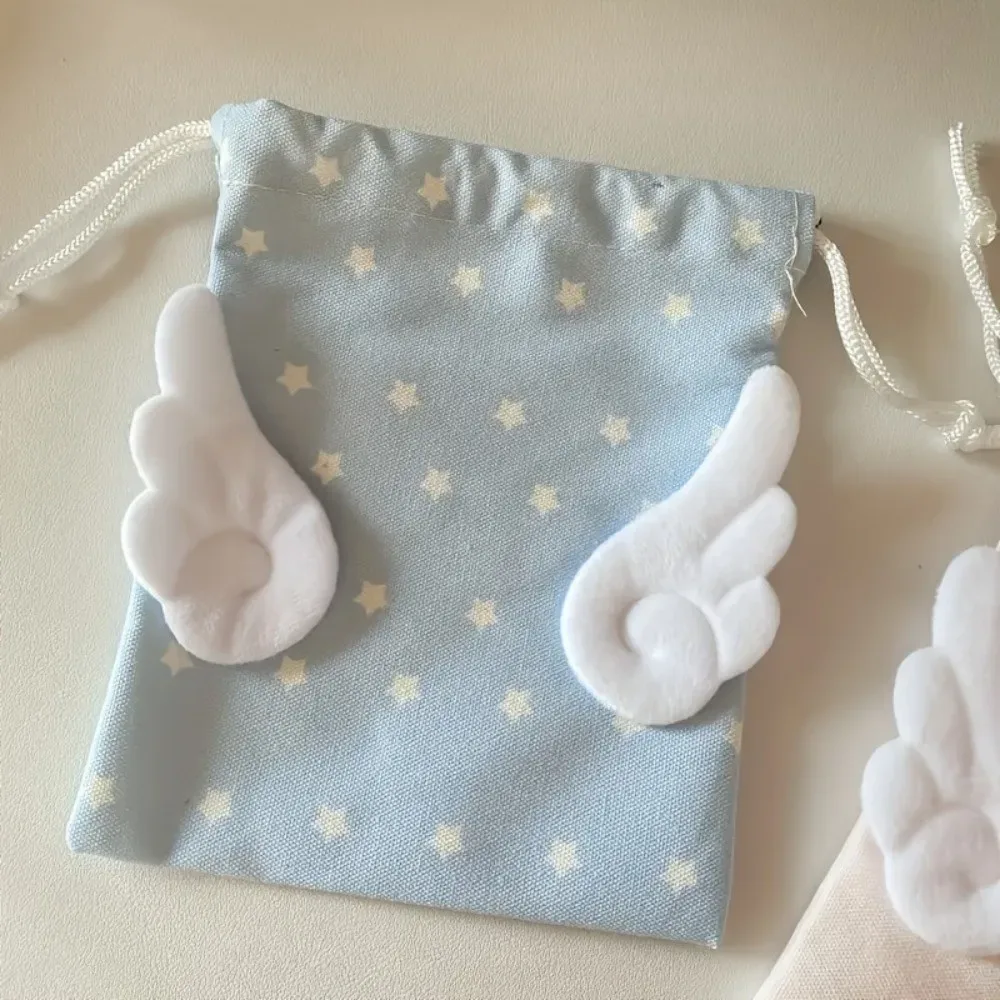sac de maquillage bohème en toile avec cordon de serrage, pochette de rangement portable anti-poussière, motif étoiles, petit organisateur pour articles de papeterie