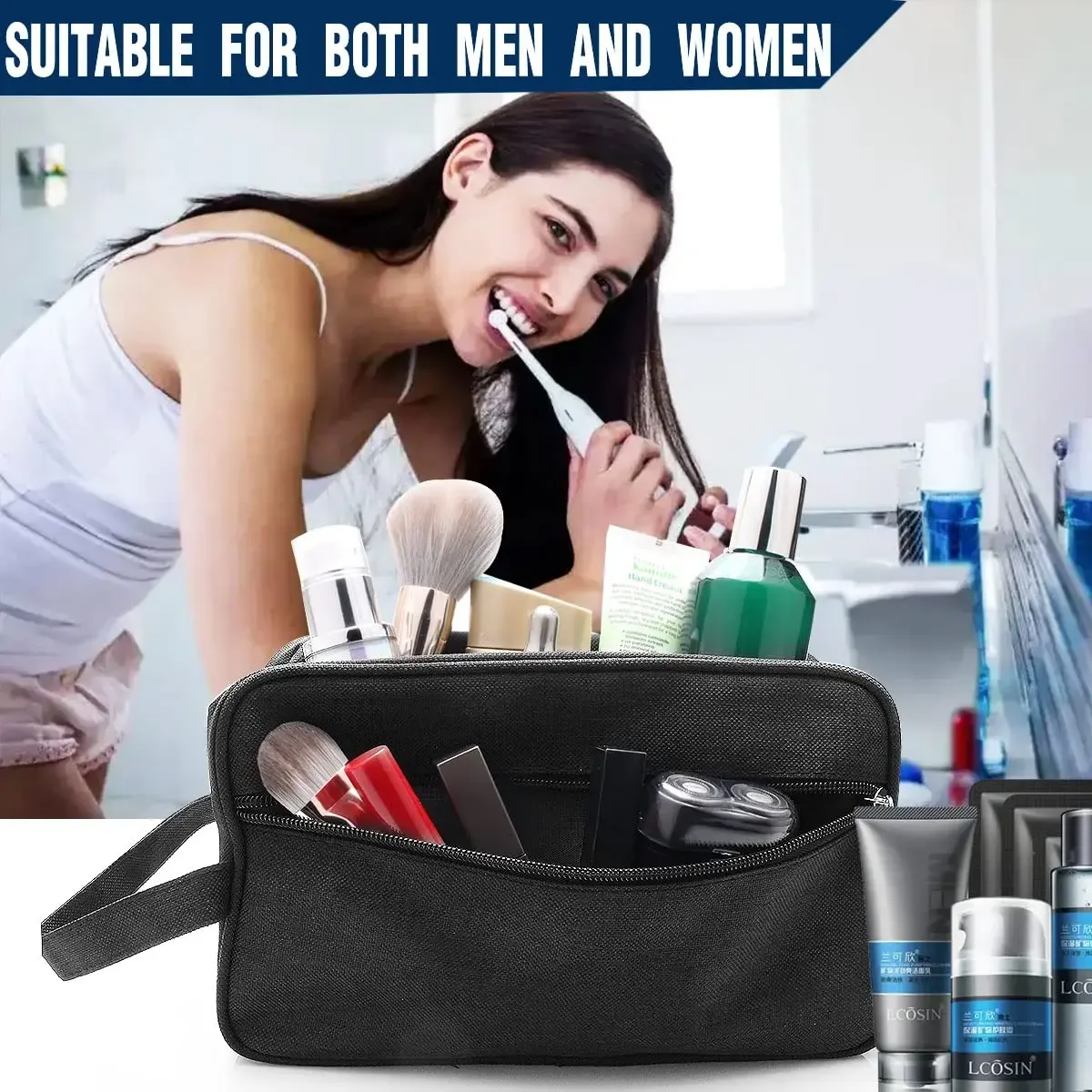 Sac de maquillage pour homme, sac de voyage extérieur, trousse de toilette portable, sac de rangement pour homme