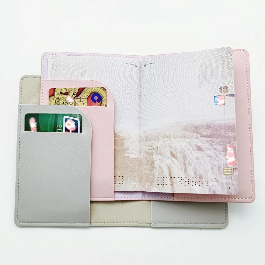 ensemble de 2 porte-passeports en cuir pu pour couples amoureux, porte-cartes, accessoires de voyage, portefeuille léger pour femmes et hommes