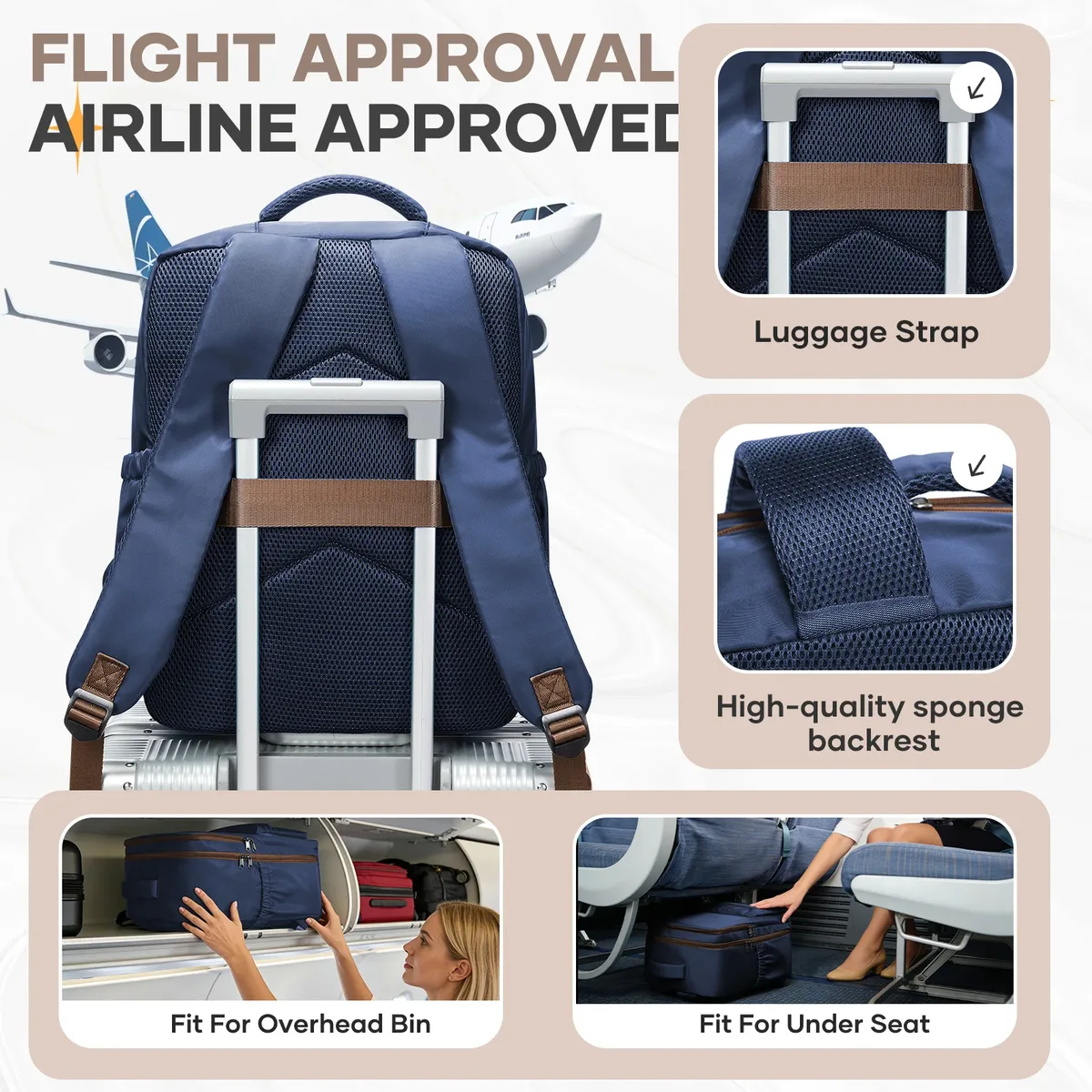 sac à dos de voyage, sac de cabine, sac à dos ryanair 40x30x20, sac à dos pour ordinateur portable 15,6 pouces pour hommes et femmes, sac à dos de trekking décontracté