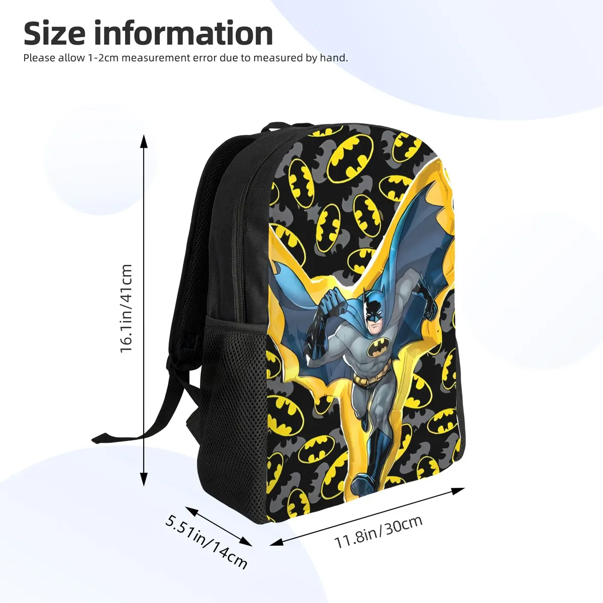 sac à dos de dessin animé b-batmans pour jeunes, sacs à dos à motif imprimé en 3d, style polyester, sacs d'école secondaire, sac à dos de randonnée personnalisé