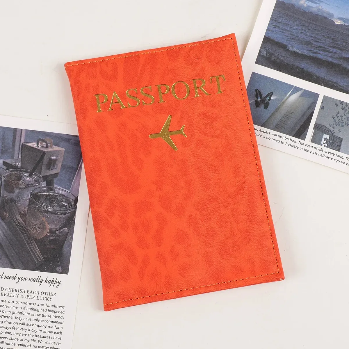 étui de couverture de porte-passeport de voyage imprimé léopard pour femmes, couverture de passeport de billet de carte en cuir pu, accessoires de protection