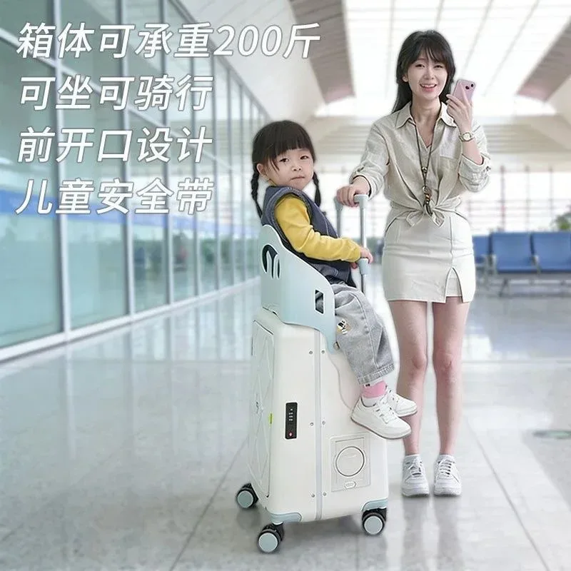 valise à roulettes pour enfants, valise à roulettes pour enfants de 20/24 pouces avec ouverture frontale, valise multifonctionnelle pour les voyages en avion