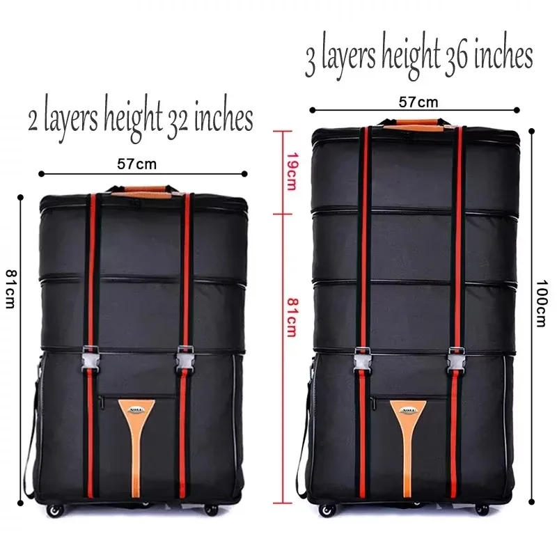 valise à roulettes en tissu oxford grande capacité 32-36 pouces pour les études à l'étranger et les déménagements, sac de voyage pliable à roulettes