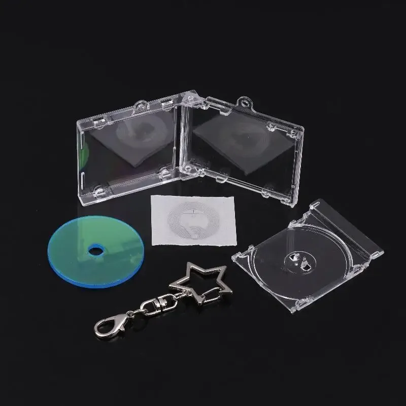 1 ensemble mini nfc fonctionnel lecteur de disque cd forme étui porte-clés périphérique album commémoratif porte-clés pour bricolage sac à dos pendentif